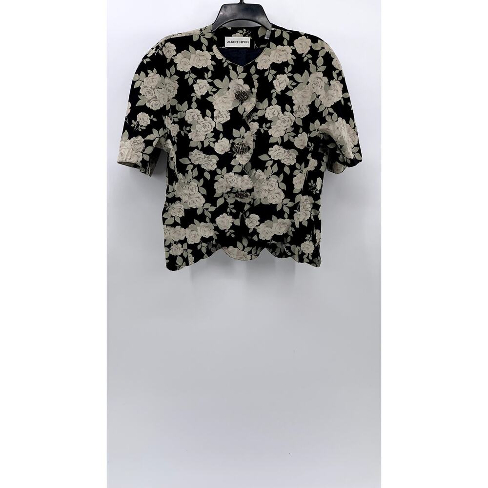 Albert Nipon Women's Vintage Black-Beige Floral B… - image 1